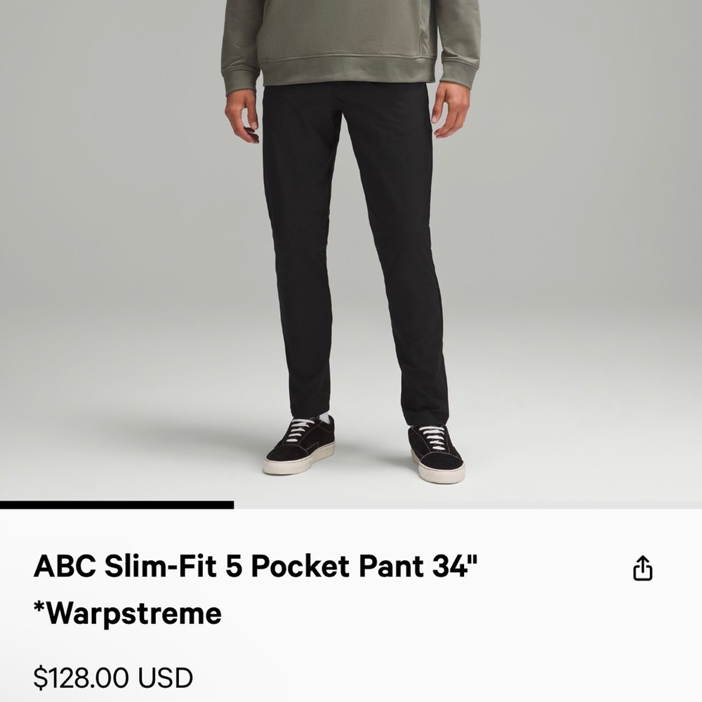 NWT Lululemon Men’s ABC Slim Pant 5 Pocket - Warpstream
